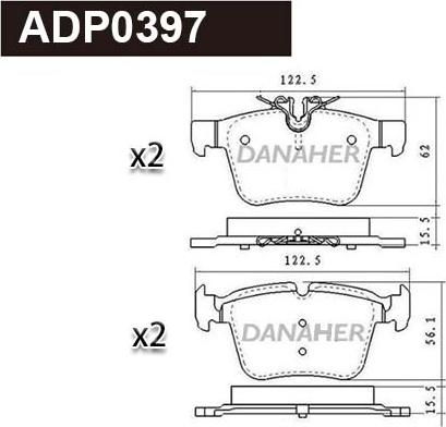 Danaher ADP0397 - Гальмівні колодки, дискові гальма autocars.com.ua