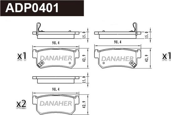Danaher ADP0401 - Гальмівні колодки, дискові гальма autocars.com.ua