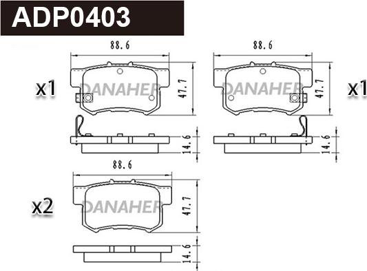 Danaher ADP0403 - Гальмівні колодки, дискові гальма autocars.com.ua