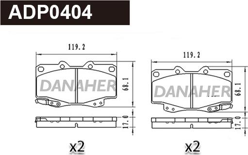 Danaher ADP0404 - Гальмівні колодки, дискові гальма autocars.com.ua