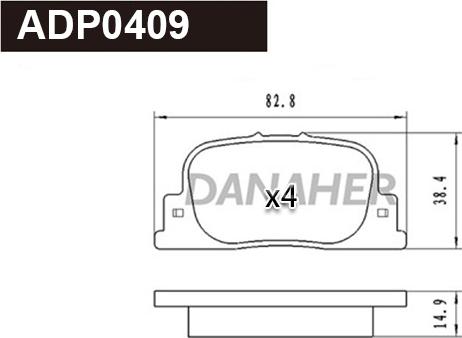 Danaher ADP0409 - Гальмівні колодки, дискові гальма autocars.com.ua