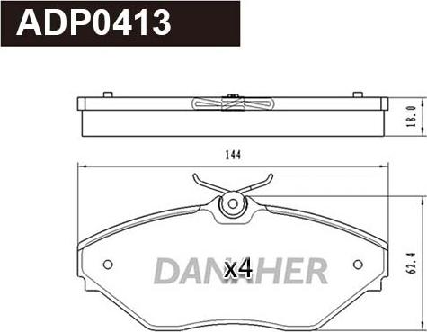 Danaher ADP0413 - Гальмівні колодки, дискові гальма autocars.com.ua