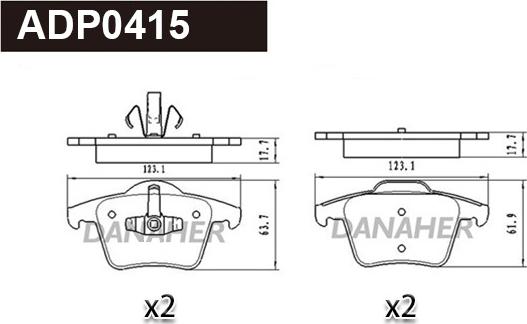 Danaher ADP0415 - Гальмівні колодки, дискові гальма autocars.com.ua