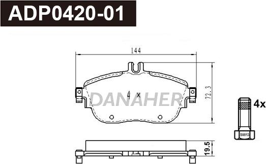 Danaher ADP0420-01 - Гальмівні колодки, дискові гальма autocars.com.ua