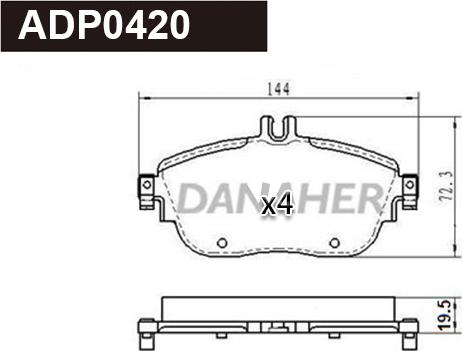 Danaher ADP0420 - Гальмівні колодки, дискові гальма autocars.com.ua