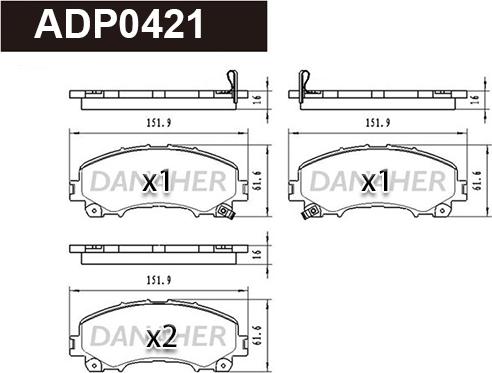 Danaher ADP0421 - Гальмівні колодки, дискові гальма autocars.com.ua