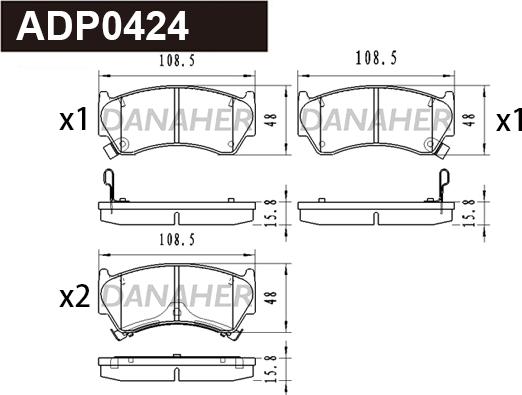 Danaher ADP0424 - Тормозные колодки, дисковые, комплект autodnr.net