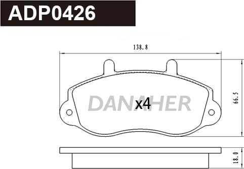 Danaher ADP0426 - Гальмівні колодки, дискові гальма autocars.com.ua