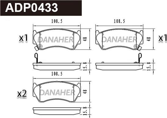 Danaher ADP0433 - Тормозные колодки, дисковые, комплект autodnr.net