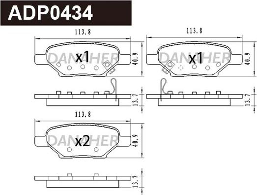 Danaher ADP0434 - Гальмівні колодки, дискові гальма autocars.com.ua