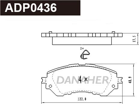 Danaher ADP0436 - Тормозные колодки, дисковые, комплект autodnr.net