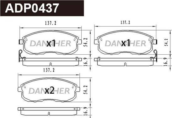 Danaher ADP0437 - Тормозные колодки, дисковые, комплект autodnr.net