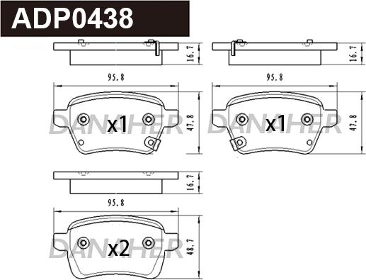 Danaher ADP0438 - Гальмівні колодки, дискові гальма autocars.com.ua