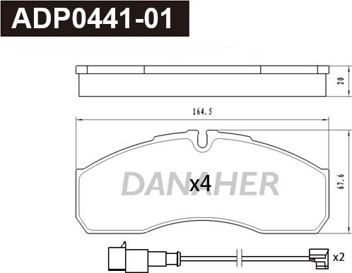 Danaher ADP0441-01 - Гальмівні колодки, дискові гальма autocars.com.ua