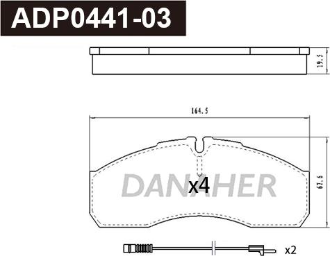 Danaher ADP0441-03 - Гальмівні колодки, дискові гальма autocars.com.ua