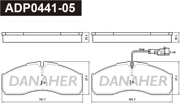 Danaher ADP0441-05 - Гальмівні колодки, дискові гальма autocars.com.ua