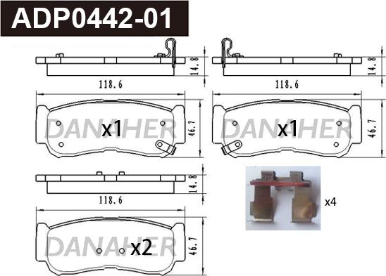 Danaher ADP0442-01 - Гальмівні колодки, дискові гальма autocars.com.ua