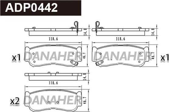 Danaher ADP0442 - Гальмівні колодки, дискові гальма autocars.com.ua