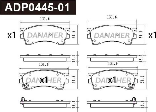 Danaher ADP0445-01 - Гальмівні колодки, дискові гальма autocars.com.ua