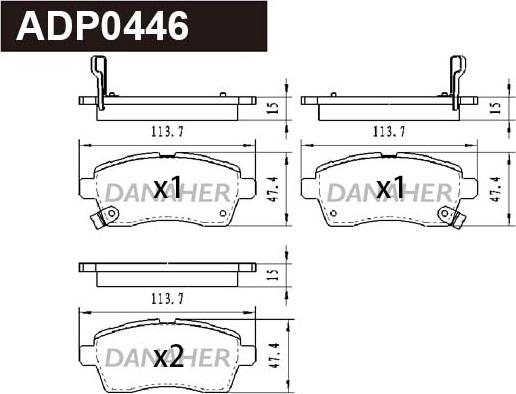 Danaher ADP0446 - Тормозные колодки, дисковые, комплект autodnr.net