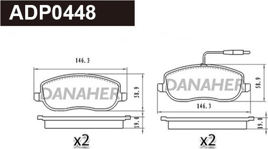 Danaher ADP0448 - Гальмівні колодки, дискові гальма autocars.com.ua