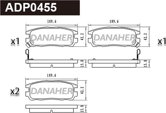 Danaher ADP0455 - Гальмівні колодки, дискові гальма autocars.com.ua