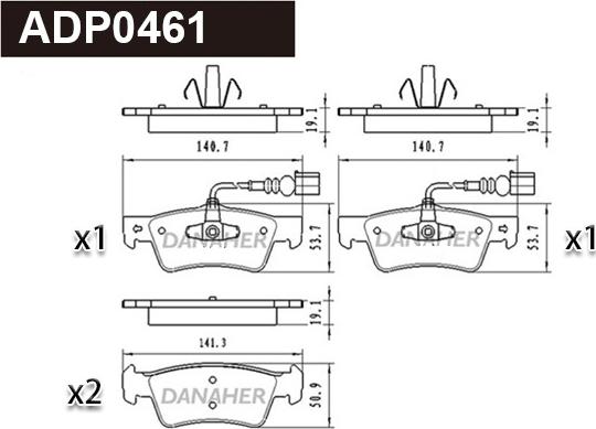 Danaher ADP0461 - Тормозные колодки, дисковые, комплект autodnr.net