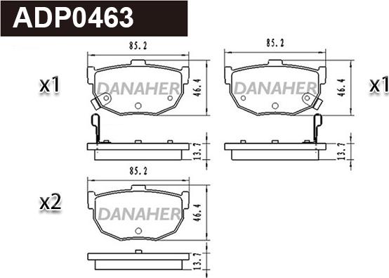Danaher ADP0463 - Гальмівні колодки, дискові гальма autocars.com.ua