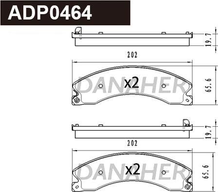 Danaher ADP0464 - Гальмівні колодки, дискові гальма autocars.com.ua