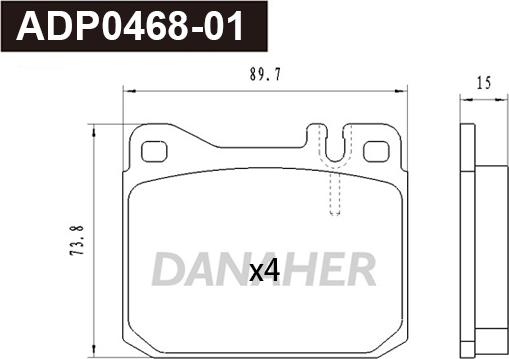 Danaher ADP0468-01 - Тормозные колодки, дисковые, комплект autodnr.net