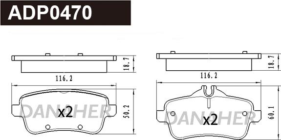 Danaher ADP0470 - Гальмівні колодки, дискові гальма autocars.com.ua