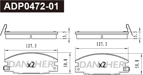 Danaher ADP0472-01 - Гальмівні колодки, дискові гальма autocars.com.ua