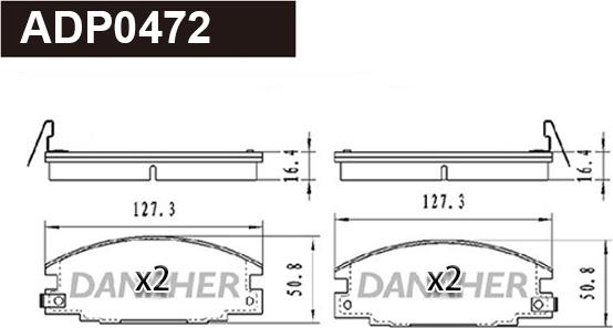 Danaher ADP0472 - Гальмівні колодки, дискові гальма autocars.com.ua