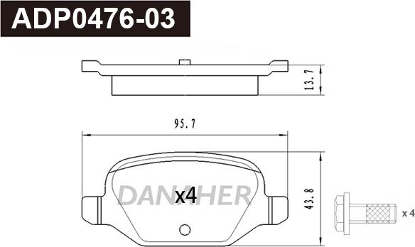 Danaher ADP0476-03 - Гальмівні колодки, дискові гальма autocars.com.ua
