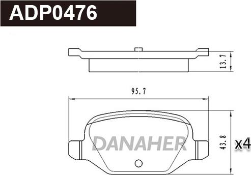 Danaher ADP0476 - Гальмівні колодки, дискові гальма autocars.com.ua
