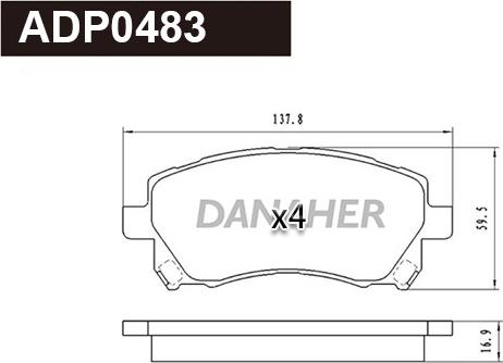 Danaher ADP0483 - Тормозные колодки, дисковые, комплект autodnr.net