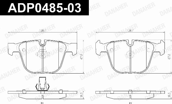 Danaher ADP0485-03 - Гальмівні колодки, дискові гальма autocars.com.ua