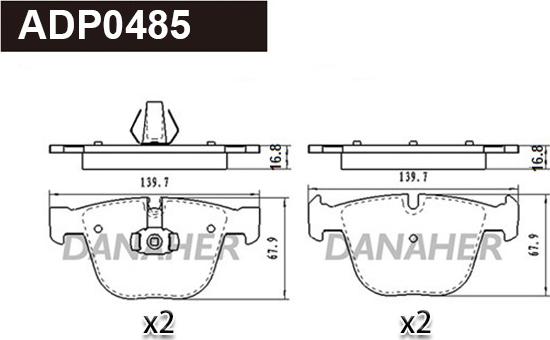 Danaher ADP0485 - Гальмівні колодки, дискові гальма autocars.com.ua
