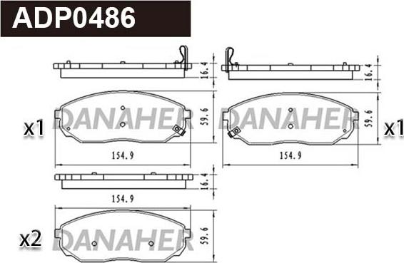 Danaher ADP0486 - Гальмівні колодки, дискові гальма autocars.com.ua