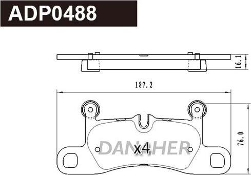 Danaher ADP0488 - Гальмівні колодки, дискові гальма autocars.com.ua