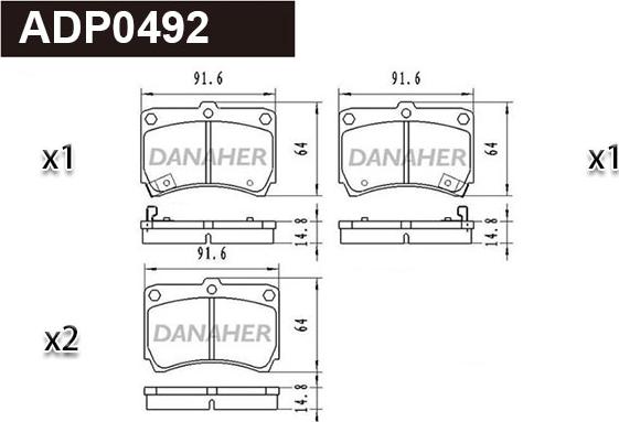 Danaher ADP0492 - Гальмівні колодки, дискові гальма autocars.com.ua