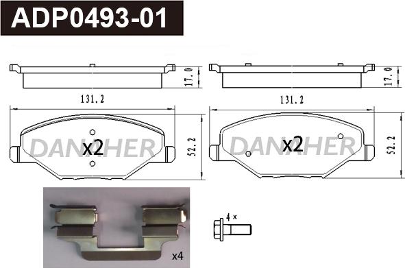 Danaher ADP0493-01 - Гальмівні колодки, дискові гальма autocars.com.ua