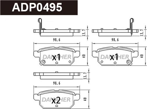 Danaher ADP0495 - Тормозные колодки, дисковые, комплект autodnr.net