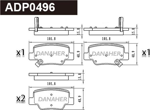 Danaher ADP0496 - Гальмівні колодки, дискові гальма autocars.com.ua