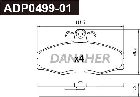 Danaher ADP0499-01 - Тормозные колодки, дисковые, комплект autodnr.net