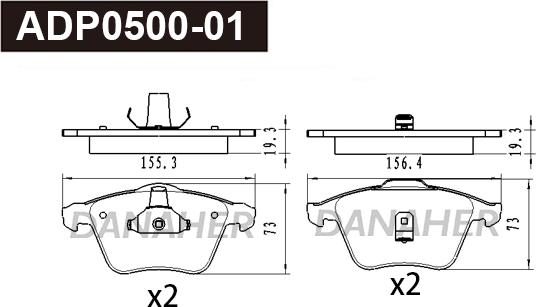 Danaher ADP0500-01 - Гальмівні колодки, дискові гальма autocars.com.ua