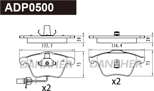 Danaher ADP0500 - Гальмівні колодки, дискові гальма autocars.com.ua