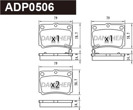 Danaher ADP0506 - Гальмівні колодки, дискові гальма autocars.com.ua