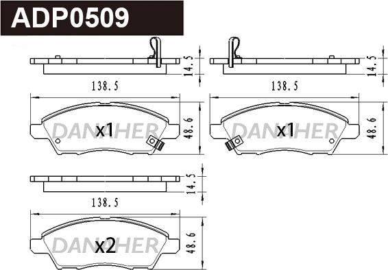 Danaher ADP0509 - Тормозные колодки, дисковые, комплект autodnr.net