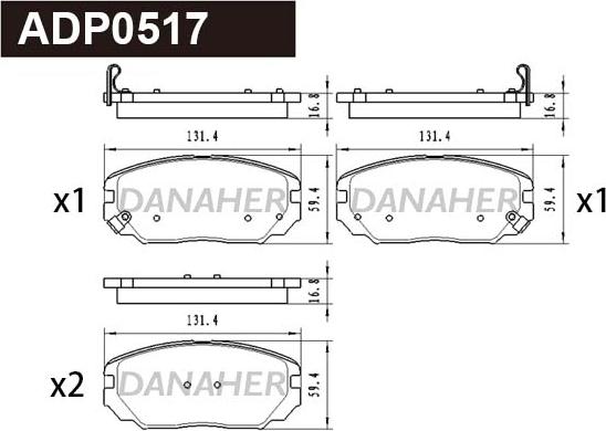 Danaher ADP0517 - Гальмівні колодки, дискові гальма autocars.com.ua